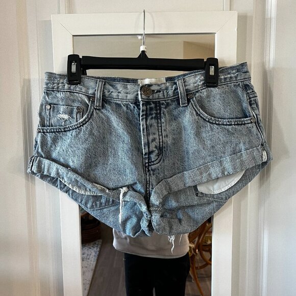 359 One Teaspoon Bandits Jean Shorts Size 28 Color Blue - Picture 3 of 6